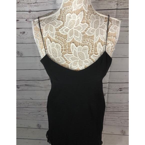 Y2K Ann Taylor Silk tiered Formal Black Spaghetti strap Dress size 4 - Picture 11 of 12